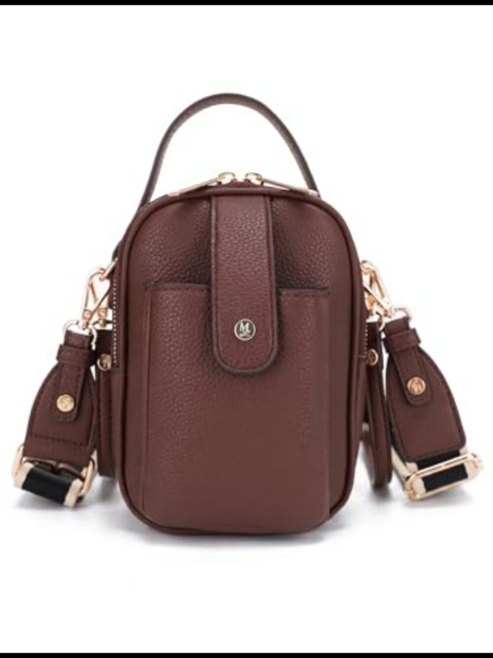 Vegan Leather Multi Compartment Crossbody Bag Top Handle